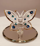 Butterfly with Blue Crystals Figurine | Glass Butterfly Décor Gift
