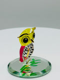 Big Owlet Glass Figurine Colorful Owl Decor with Gold Accents Collectible Decor