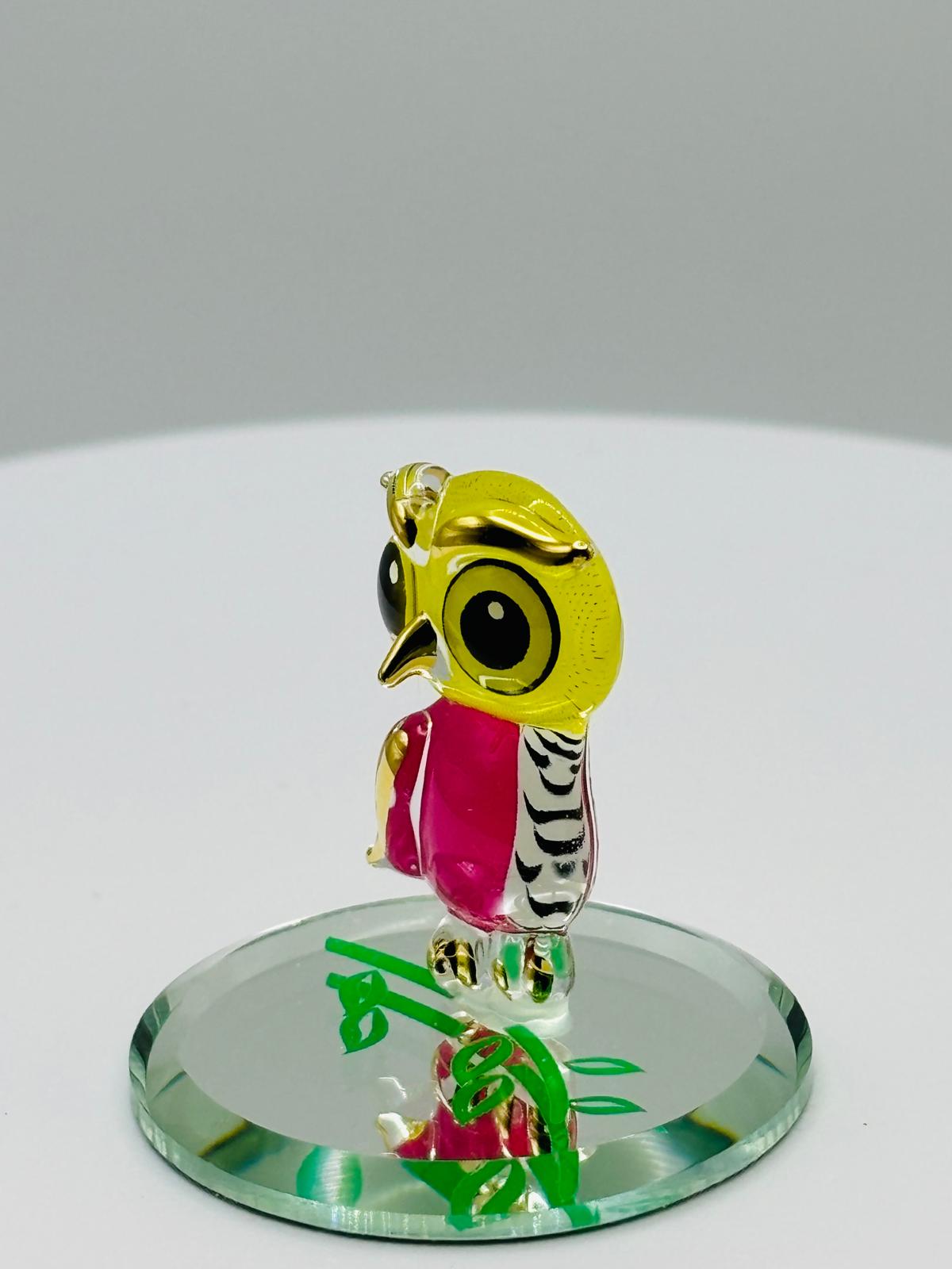 Big Owlet Glass Figurine Colorful Owl Decor with Gold Accents Collectible Decor