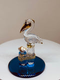 Pelican on Piling Figurine – Handcrafted Coastal Glass Decor