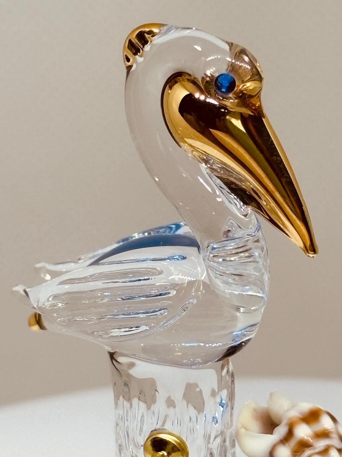 Pelican on Piling Figurine – Handcrafted Coastal Glass Decor