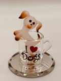 Pup in a Cup Glass Figurine | Dog Lover Collectible Gift with “I ♥ Dogs”