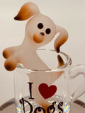Pup in a Cup Glass Figurine | Dog Lover Collectible Gift with “I ♥ Dogs”