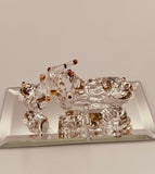 Motorcycle Glass Figurine | Handcrafted Biker Decor with Crystal and Gold Accents