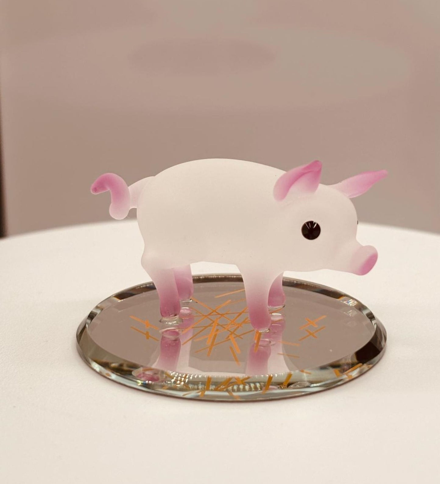 Pink Barnyard Pig Figurine | Glass Farm Animal Décor Gift