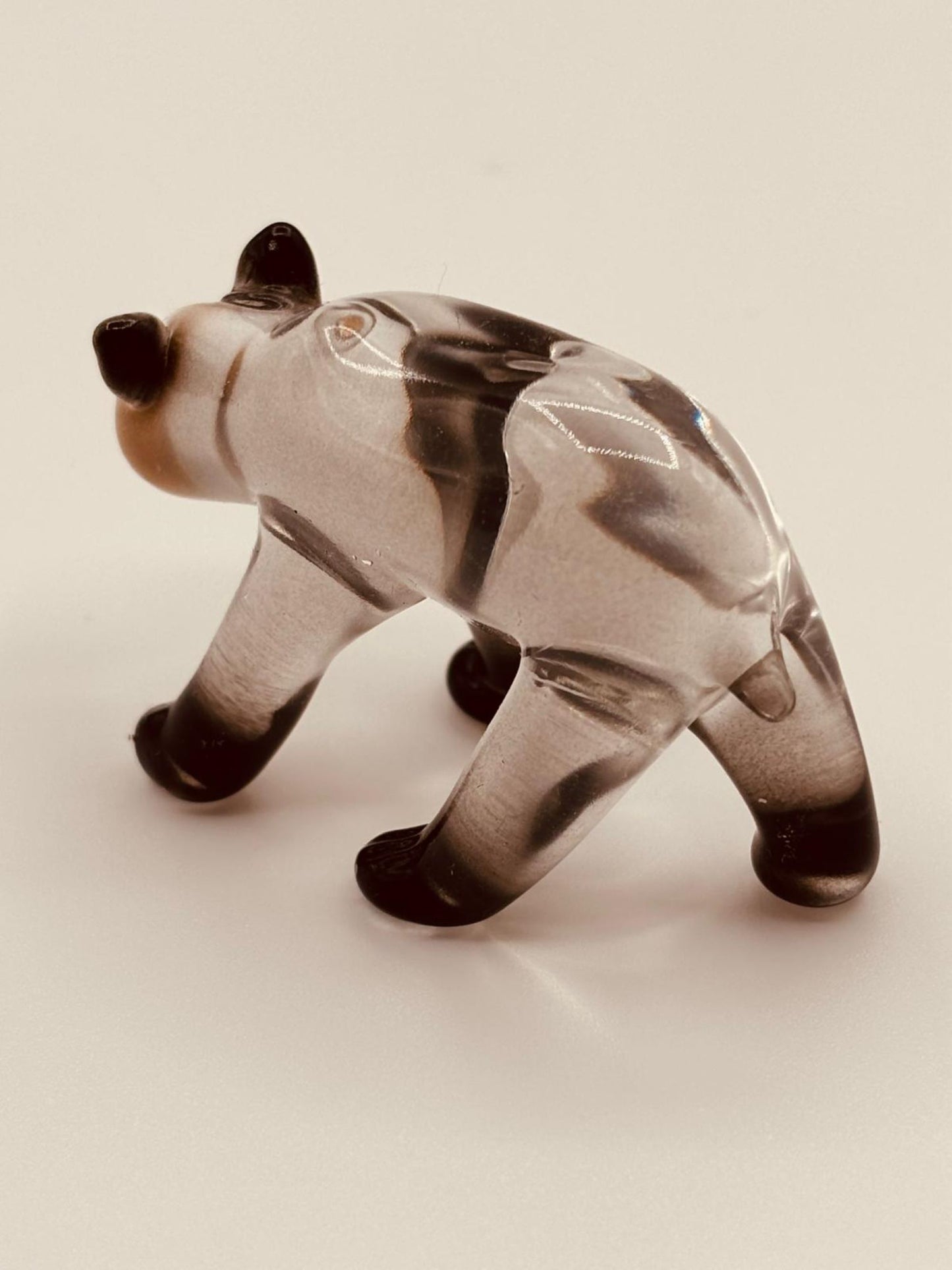 Protective Black Bear Figurine | Handcrafted Glass Bear Decor with Crystal Eyes