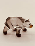 Handcrafted glass black bear figurine with black crystal eyes and airbrushed detail