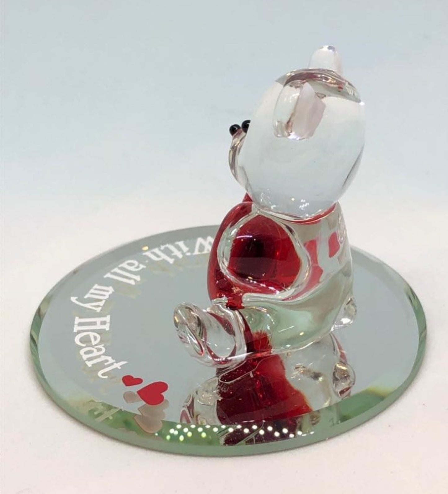 Bear All My Heart Figurine | Handcrafted Glass Bear with Red Heart Gift