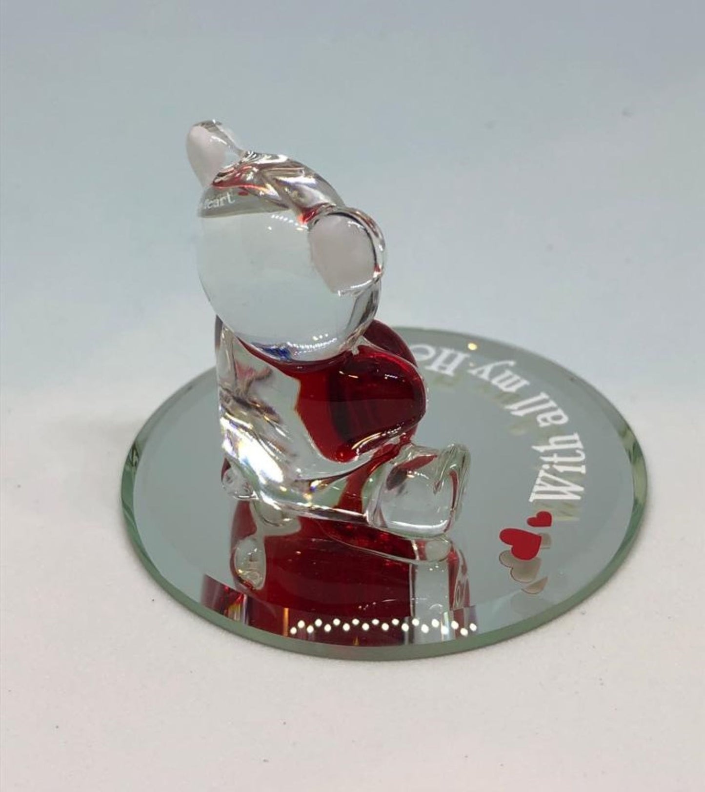 Bear All My Heart Figurine | Handcrafted Glass Bear with Red Heart Gift
