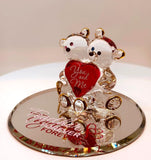 You and Me Bear Pair Handcrafted Glass Love Figurine