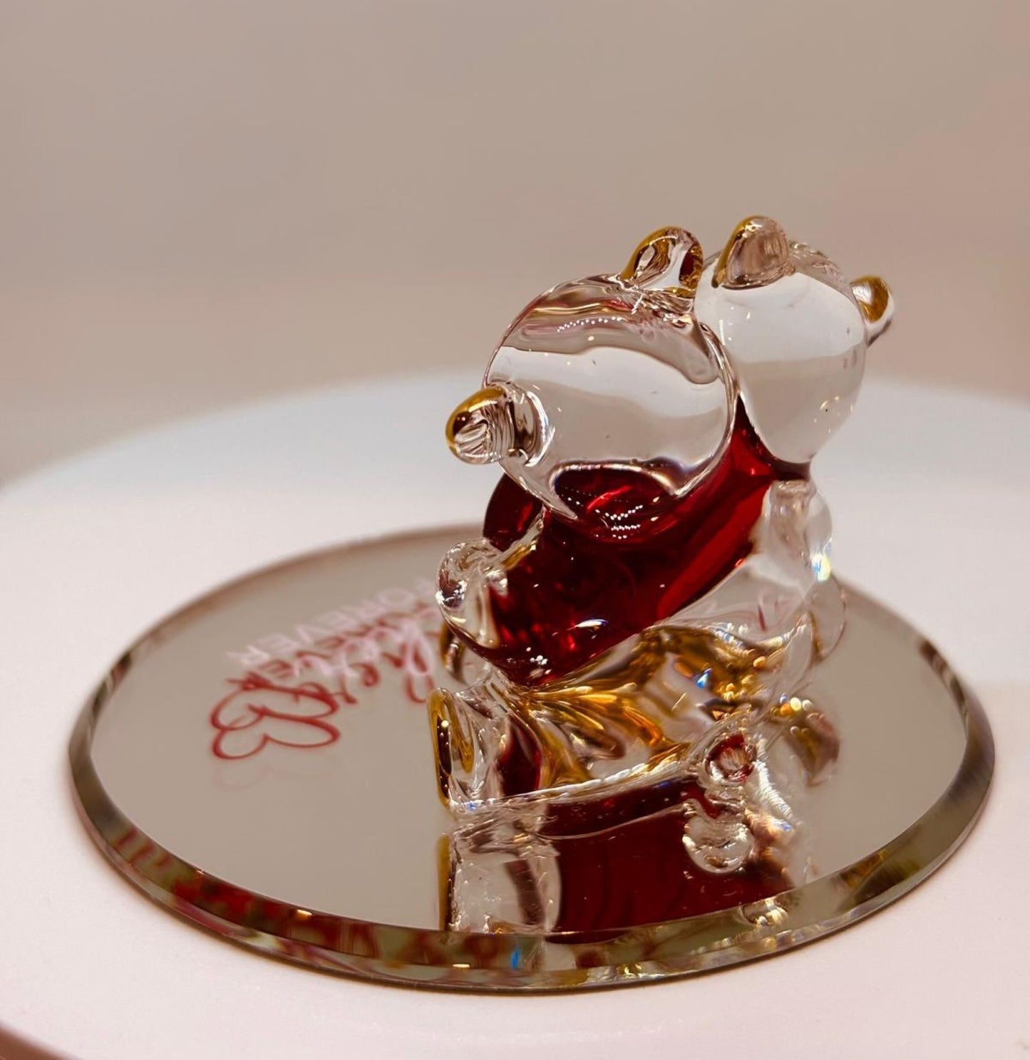 You and Me Bear Pair Handcrafted Glass Love Figurine