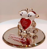 You and Me Bear Pair Handcrafted Glass Love Figurine