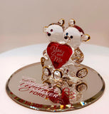 You and Me Bear Pair Handcrafted Glass Love Figurine