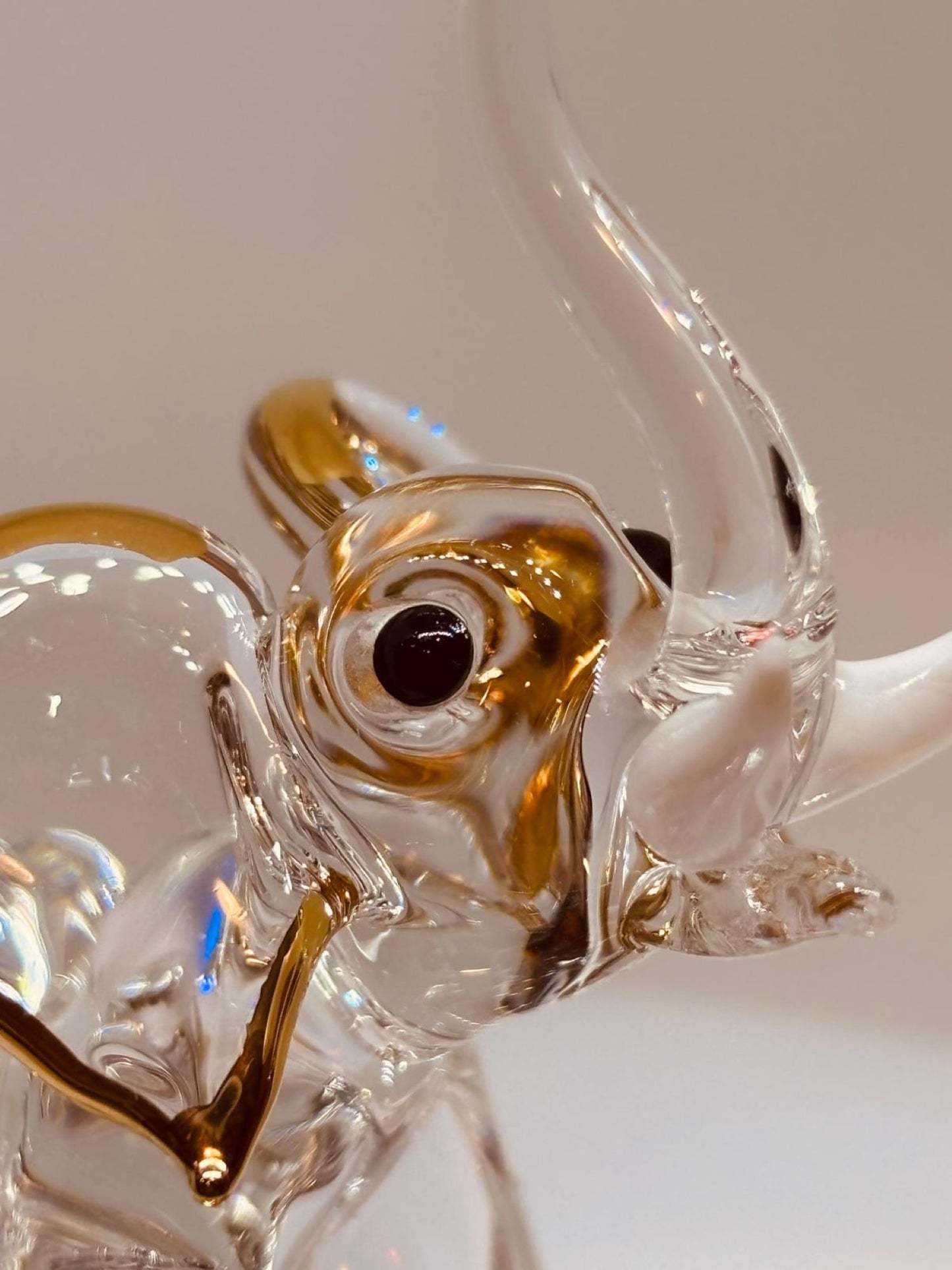 Elephant with Ball Glass Figurine Handcrafted Elephant Home Decor Gift