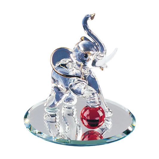 Elephant with Ball Glass Figurine Handcrafted Elephant Home Decor Gift