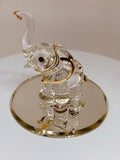 Elephant Handcrafted Glass Figurine with Crystals and Gold