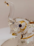 Elephant Handcrafted Glass Figurine with Crystals and Gold