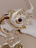 Elephant Handcrafted Glass Figurine with Crystals and Gold