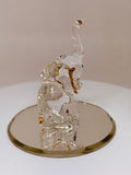 Elephant Handcrafted Glass Figurine with Crystals and Gold