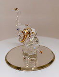 Elephant Handcrafted Glass Figurine with Crystals and Gold