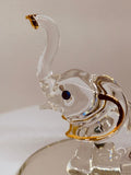 Elephant Handcrafted Glass Figurine with Crystals and Gold