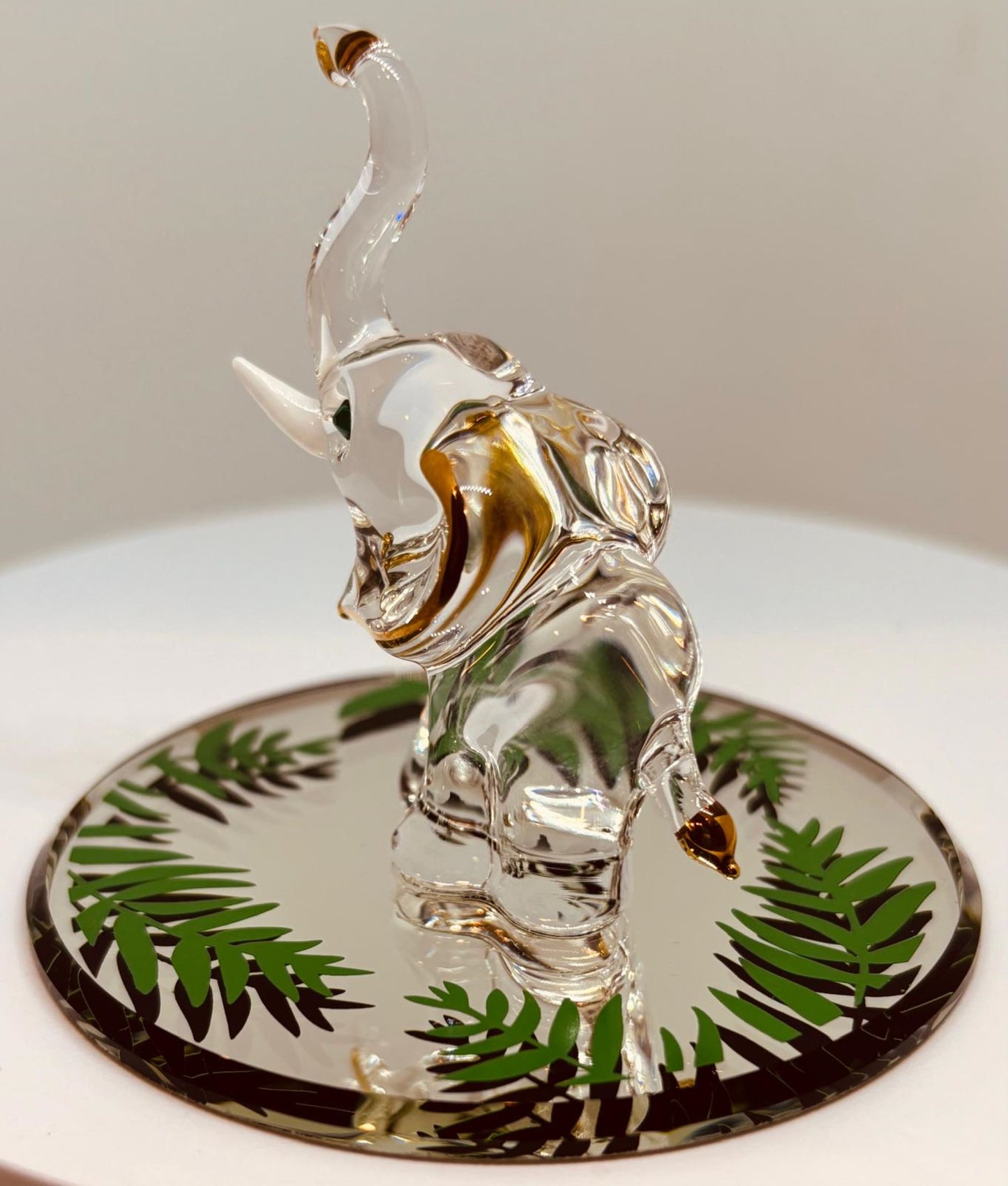 Elephant in the Wild Figurine with Crystals and 22Kt Gold Handcrafted Glass