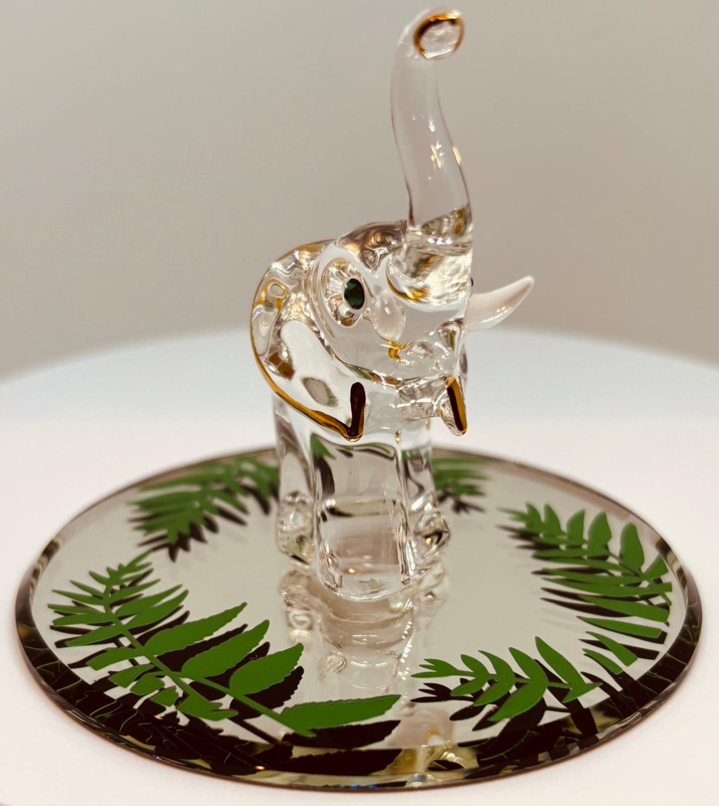 Elephant in the Wild Figurine with Crystals and 22Kt Gold Handcrafted Glass