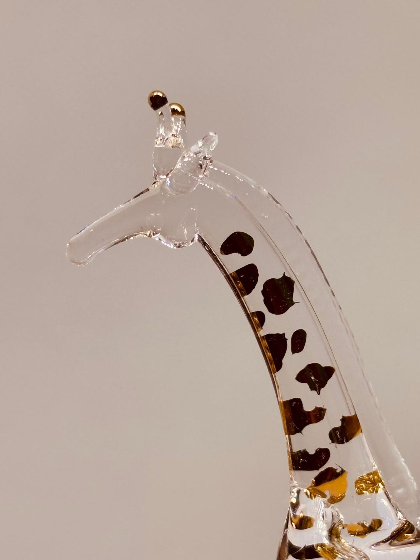 Glass Giraffe Figurine Handcrafted Gold Trimmed Animal Decor