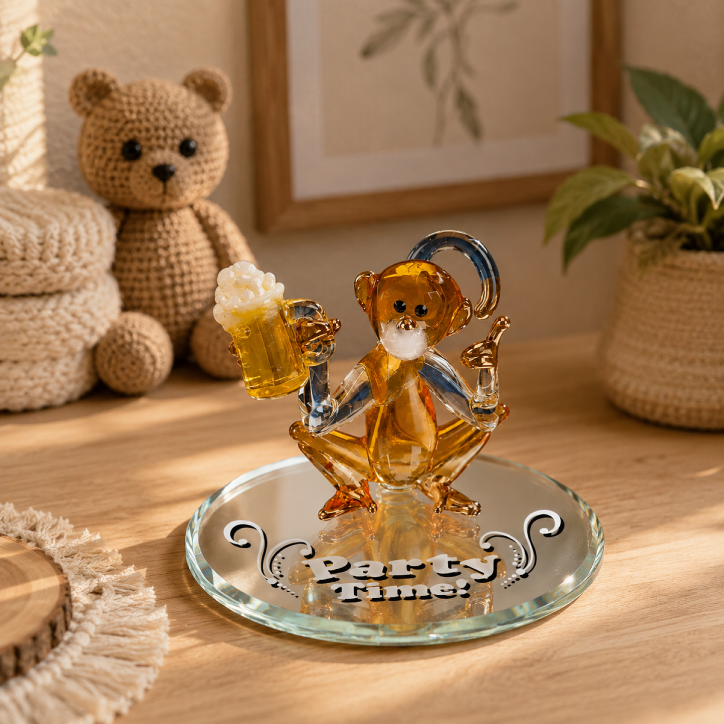 Glass Monkey Figurine Monkey Lover Gift & Animal Collectible