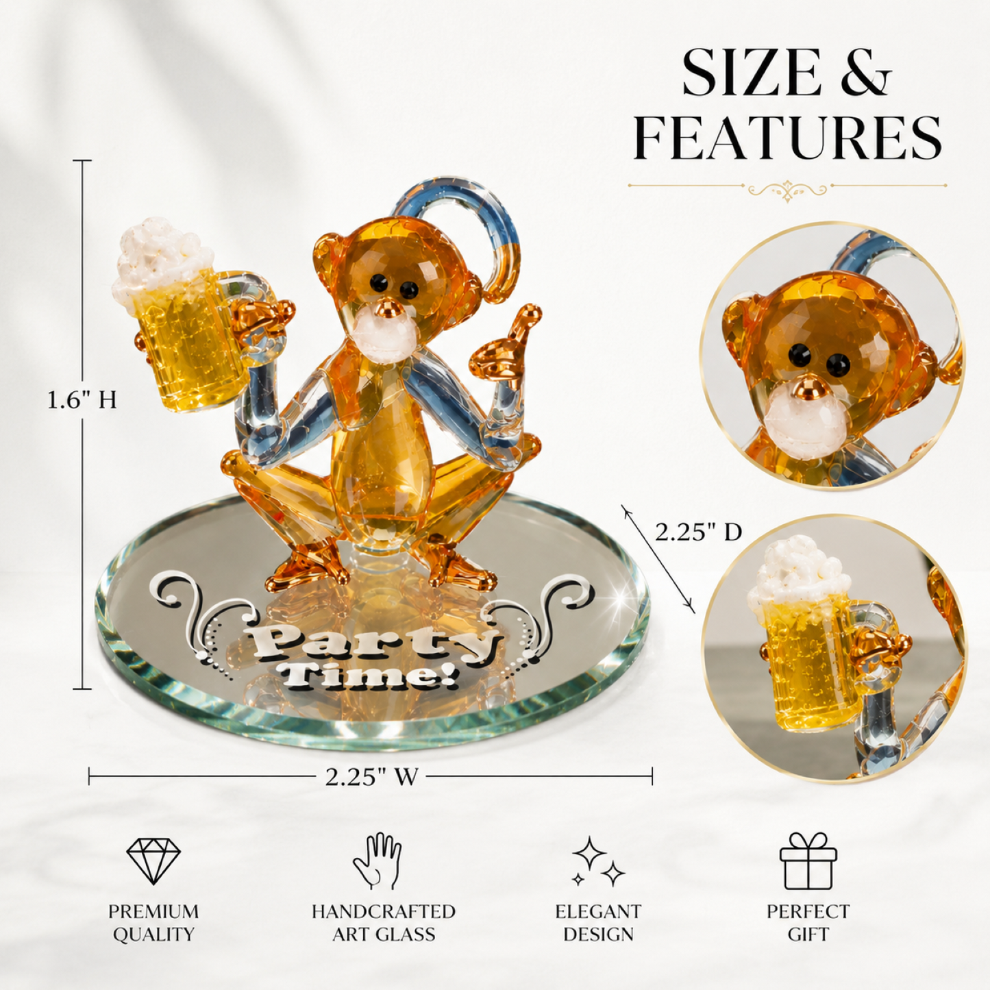 Glass Monkey Figurine Monkey Lover Gift & Animal Collectible