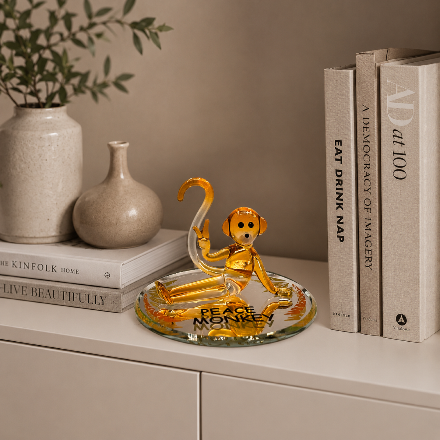 Peace Monkey Glass Figurine Gift | Monkey Collectible Animal Lover Decor