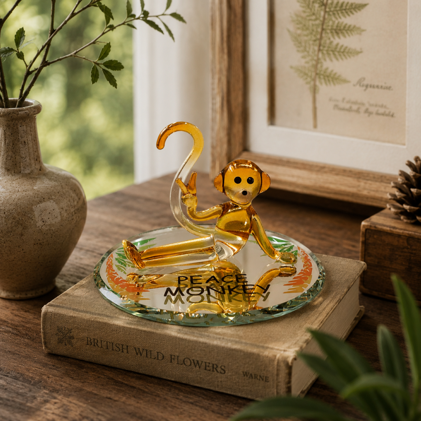 Peace Monkey Glass Figurine Gift | Monkey Collectible Animal Lover Decor