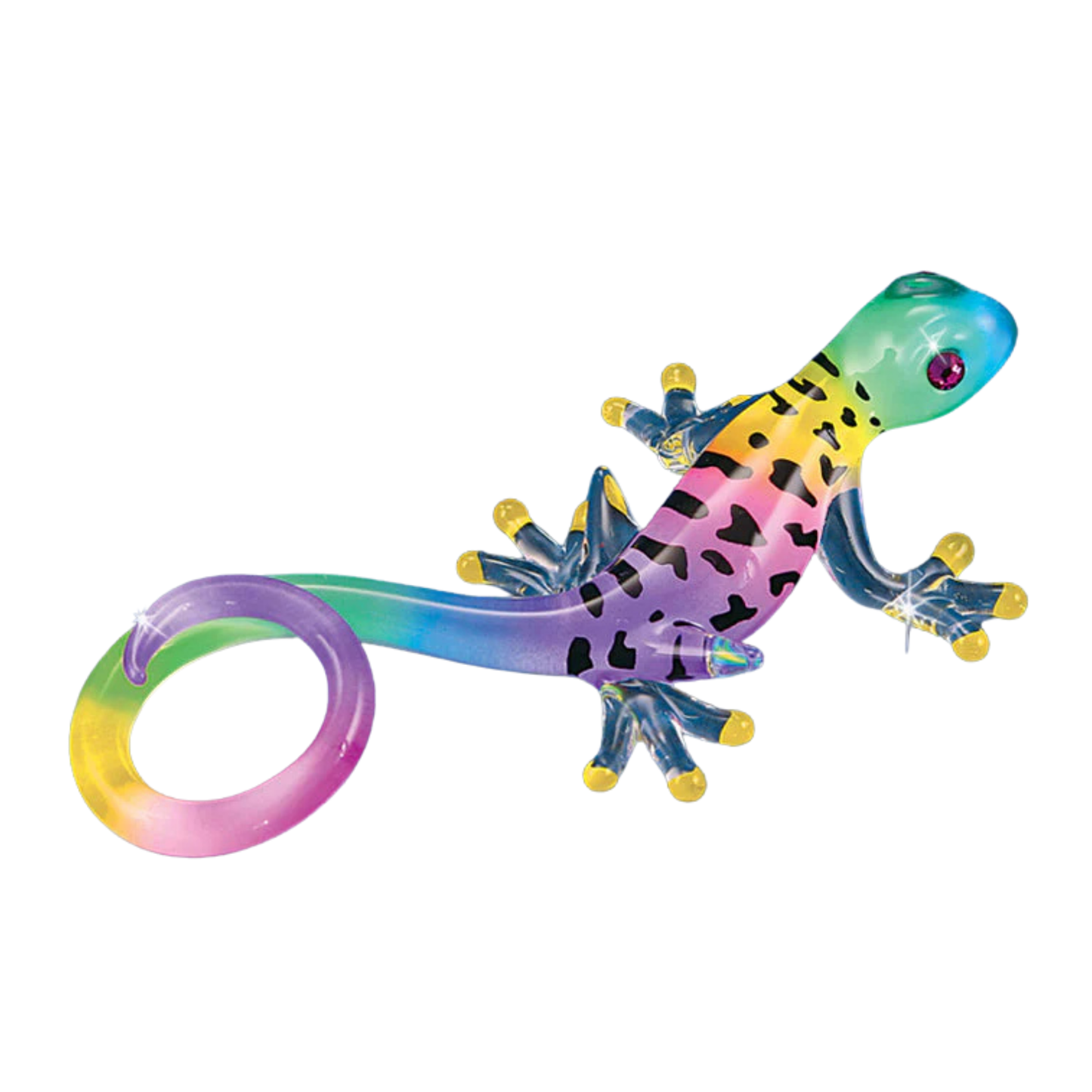 colorful glass gecko figurine tropical lizard decor small reptile sculpture crystal eyes