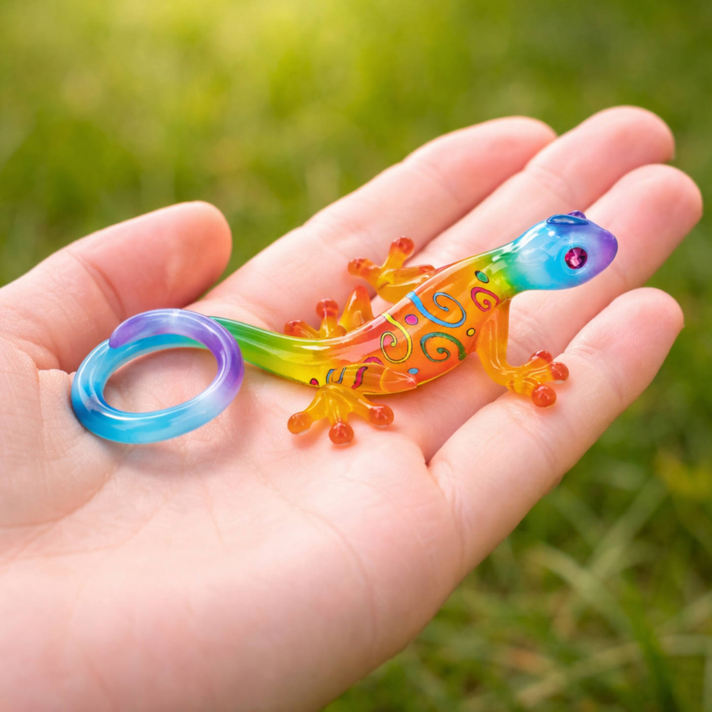 Gecko “Kona” Glass Figurine | Colorful Nature Display Collectible Décor