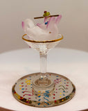 Martini Mouse Glass Figurine Handcrafted Collectible Party Decor Gift