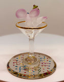 Martini Mouse Glass Figurine Handcrafted Collectible Party Decor Gift