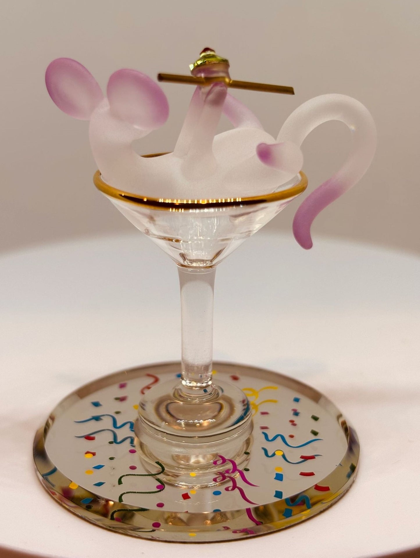 Mouse Martini Glass Figurine Gift | Funny Glass Animal Collectible Party Decor