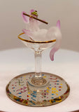 Martini Mouse Glass Figurine Handcrafted Collectible Party Decor Gift