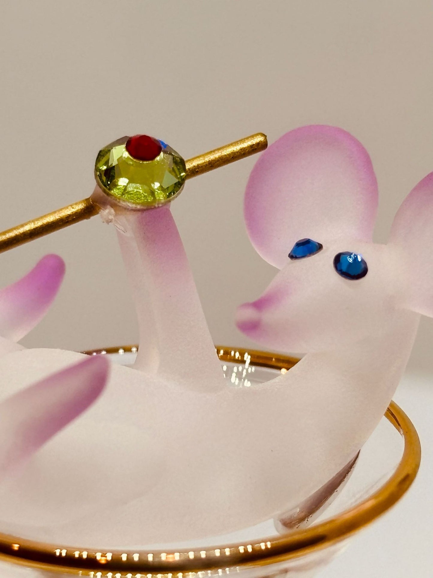 Mouse Martini Glass Figurine Gift | Funny Glass Animal Collectible Party Decor