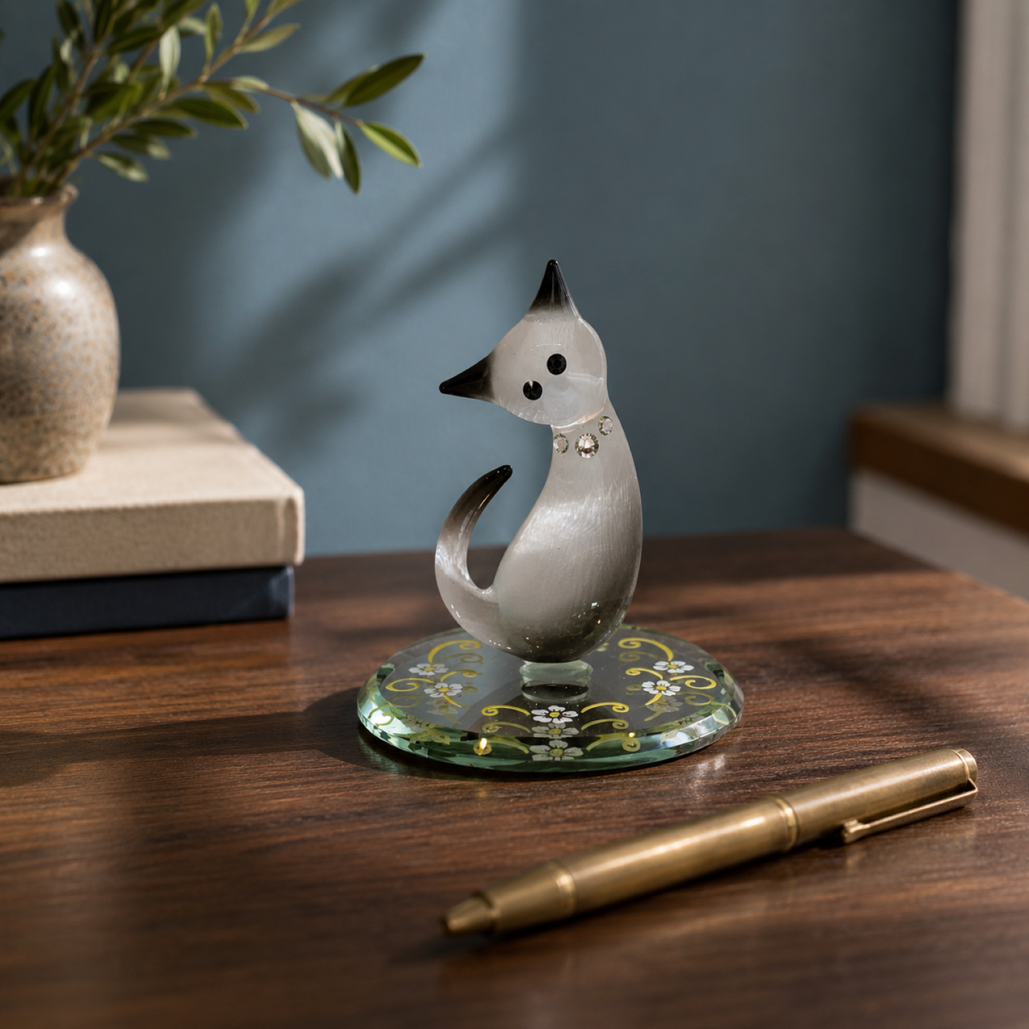 Cat Figurine Black and White Kitten Decor Handcrafted Cat Lover Collectible