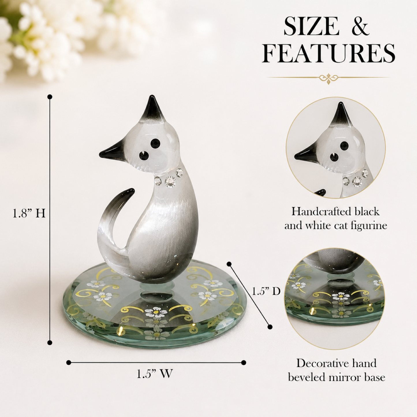 Cat Figurine Black and White Kitten Decor Handcrafted Cat Lover Collectible