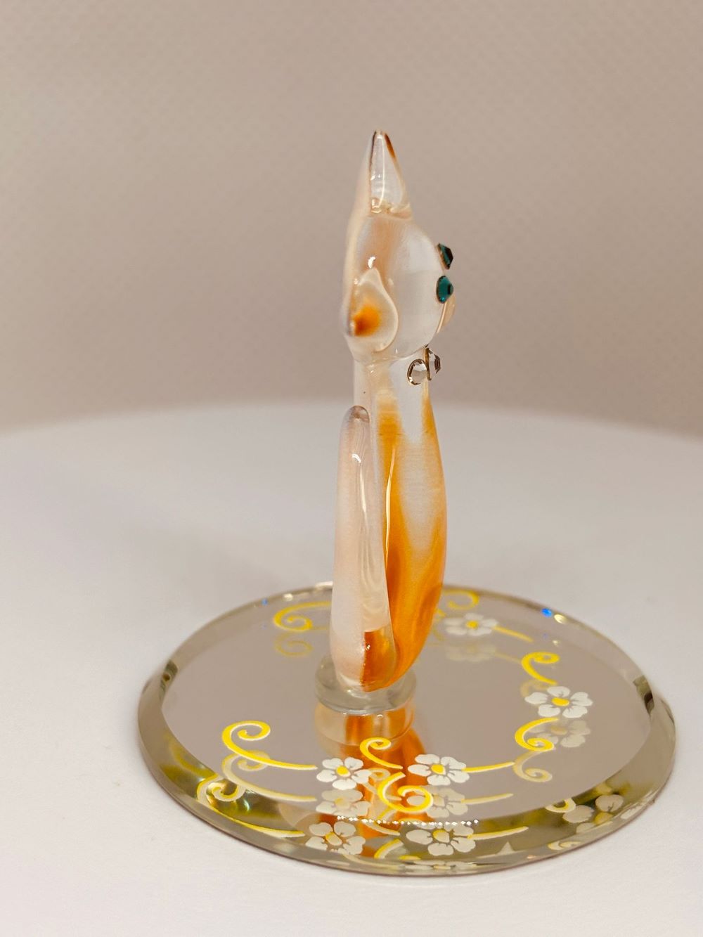 Tabby Cat Figurine Handcrafted Glass Cat Collectible Gift