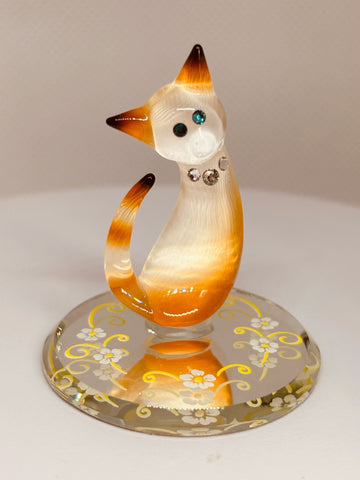 Tabby Cat Figurine Handcrafted Glass Cat Collectible Gift