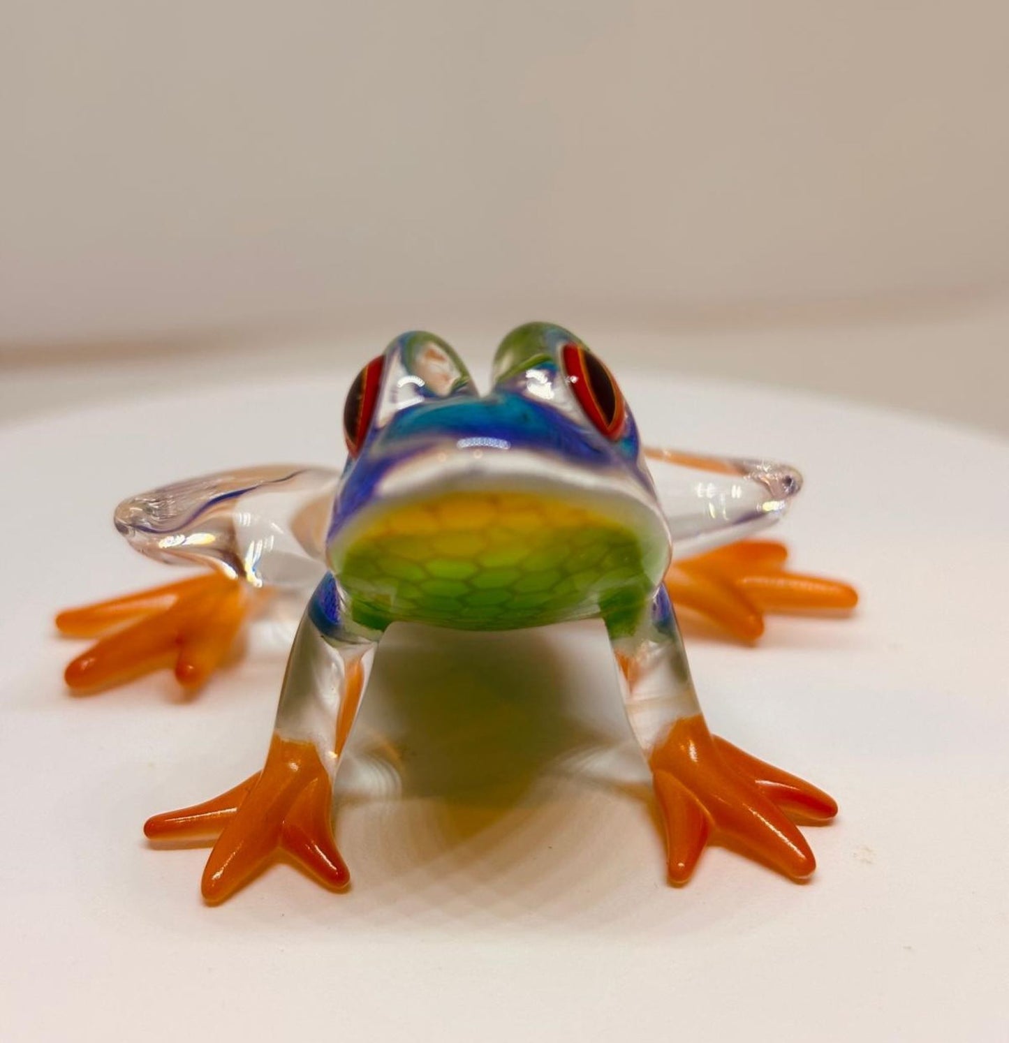Island Hopper Frog Figurine Colorful Glass Frog Collectible Home Decor