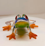 Island Hopper Frog Figurine Colorful Glass Frog Collectible Home Decor