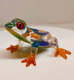 Island Hopper Frog Figurine Colorful Glass Frog Collectible Home Decor