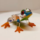 Island Hopper Frog Figurine Colorful Glass Frog Collectible Home Decor