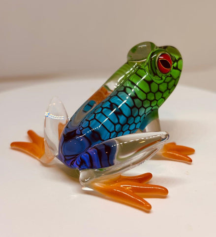 Island Hopper Frog Figurine Colorful Glass Frog Collectible Home Decor