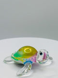Island Pearl Sea Turtle Glass Figurine Handcrafted Rainbow Hawaiian Turtle Decor