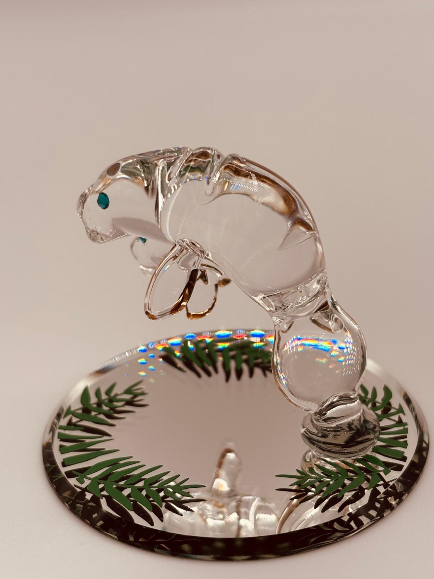 Manatee with Baby Glass Figurine | Coastal Ocean Decor for Sea Life Lovers